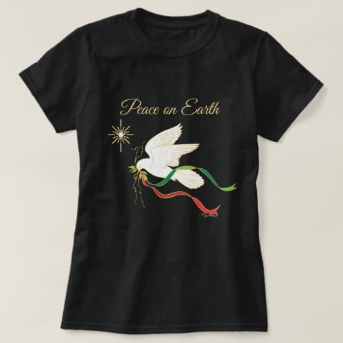 White Dove Spreading Peace On Earth T_Shirt