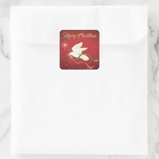 White Dove Square Sticker (Bag)