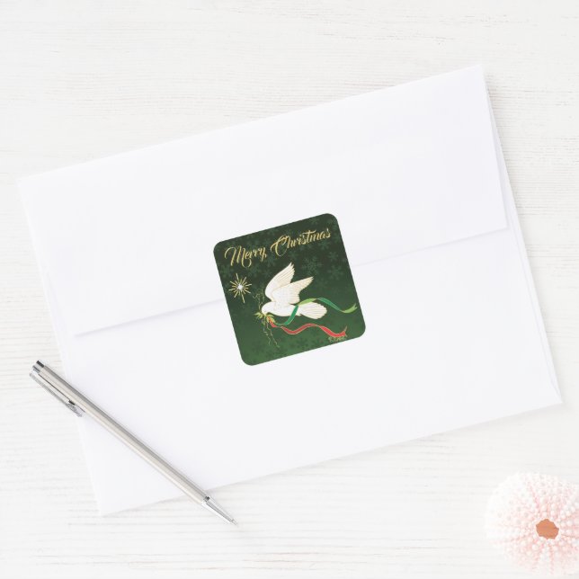 White Dove Square Sticker (Envelope)