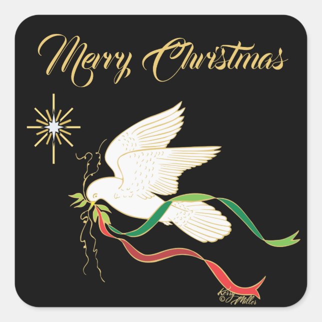 White Dove Square Sticker (Front)