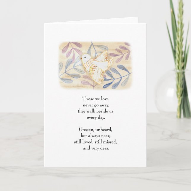 White Dove Sympathy Death Funeral Family Loss  Card (Front)