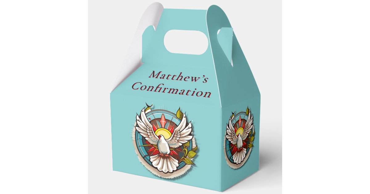 White Dove Teal Blue Confirmation Celebration Favor Boxes | Zazzle