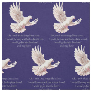 White Dove Wings of a Dove Scripture Psalm 55 Fabric