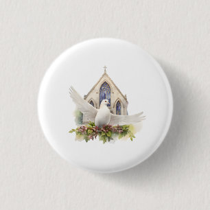 White Dove with Church Button