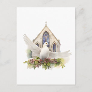 White Dove with Church Postcard