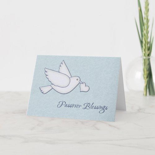 White Dove with Heart Passover Blessings Card