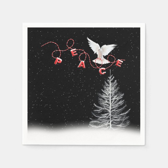 White Dove With Peace Christmas Ornament Napkins (Front)