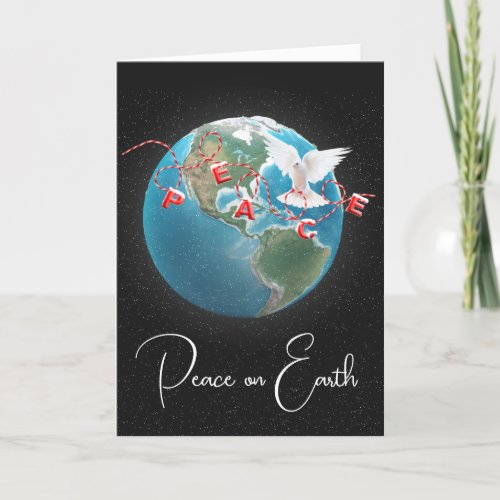 White Dove With PEACE On Earth Holiday Card