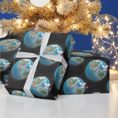 White Dove With PEACE On Earth  Wrapping Paper