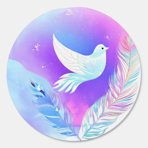 White Dove with Pink and Blue Feathers Sign