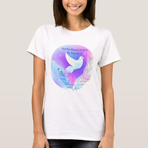 White Dove with Pink and Blue Feathers T-Shirt