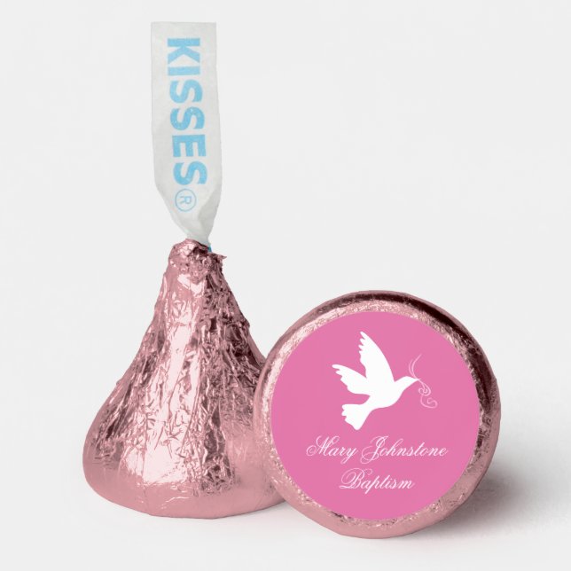 White dove with pink ribbon named baptism  hershey®'s kisses® (Front)