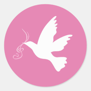 White dove with pink ribbons sticker