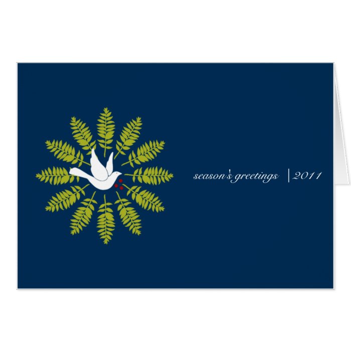 White Dove Wreath on Blue Business Christmas Card