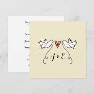 White Doves and Love Heart Wedding Invitation