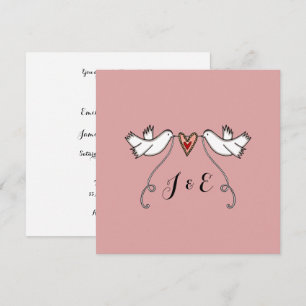 White Doves and Love Heart Wedding Invitation