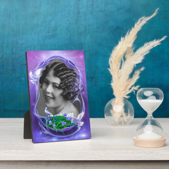 White Doves and Violets Art Frame Plaque (Side)