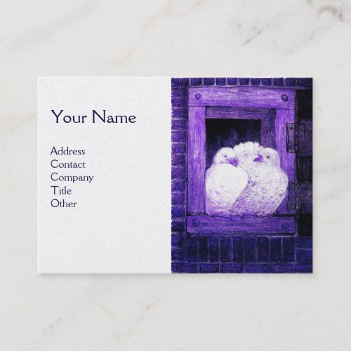 WHITE DOVES AT PURPLE BLUE FARM WINDOWMonogram Business Card