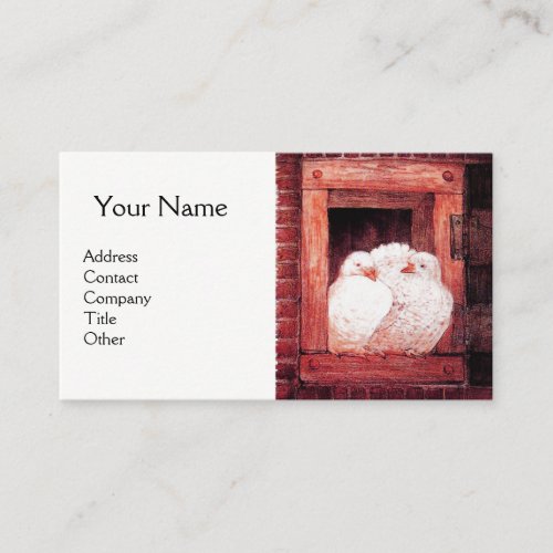 WHITE DOVES AT THE RED WINDOW BUSINESS CARD