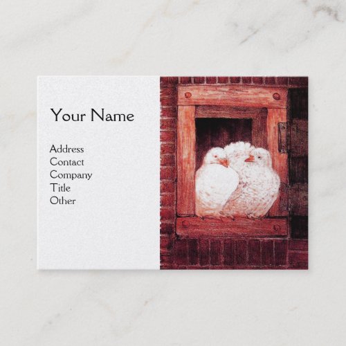 WHITE DOVES AT THE RED WINDOW Monogram Pearl Business Card