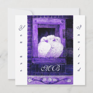 WHITE DOVES AT THE WINDOW, monogram Invitation