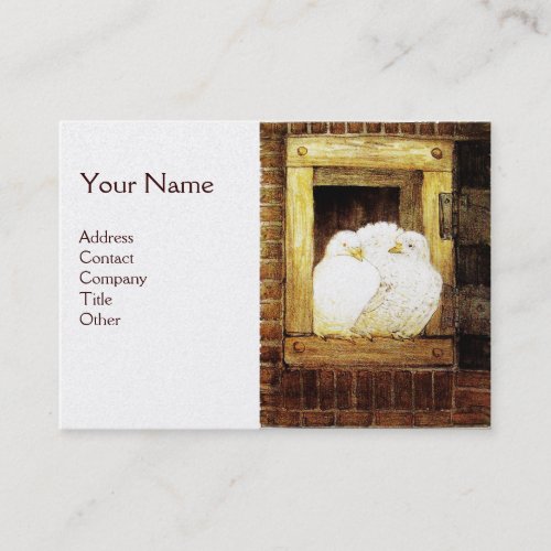 WHITE DOVES AT THE WINDOWmonogram silver brown Business Card