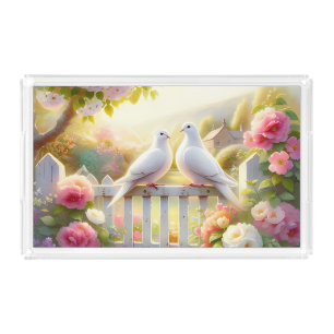 White Doves Cottage Garden Acrylic Tray