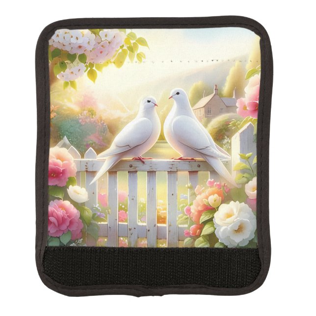 White Doves Cottage Garden Luggage Handle Wrap (Front)