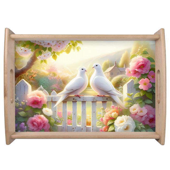 White Doves Cottage Garden Serving Tray (Front)