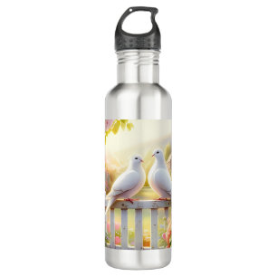 White Doves Cottage Garden Stainless Steel Water Bottle
