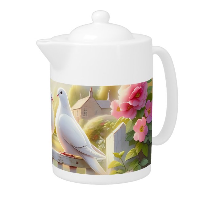 White Doves Cottage Garden Teapot (Right)