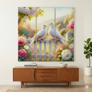 White Doves Cottage Garden Triptych