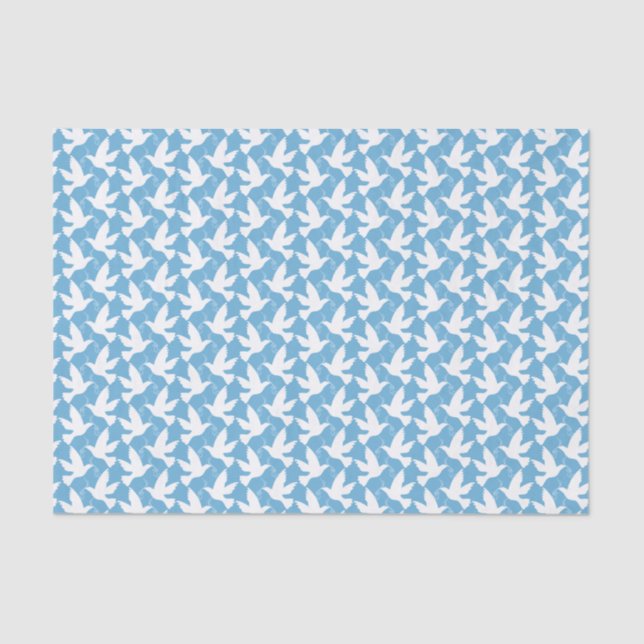 White doves flying blue tissue paper (Front)
