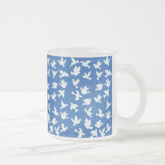 White Doves Frosted Glass Mug