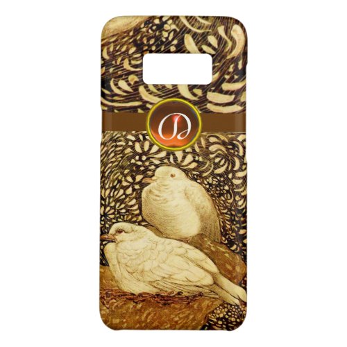 WHITE DOVES IN BROWN SEPIAGEM STONE MONOGRAM Case_Mate SAMSUNG GALAXY S8 CASE