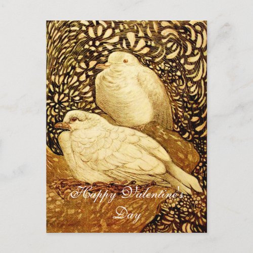 WHITE DOVES IN BROWN SEPIA HOLIDAY POSTCARD