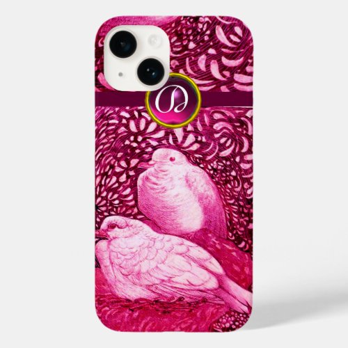 WHITE DOVES IN PINK FUCHSIA MONOGRAM Case_Mate iPhone 14 CASE