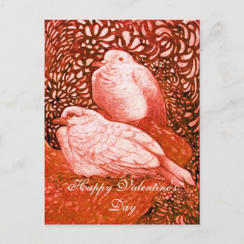 WHITE DOVES IN RED HOLIDAY POSTCARD