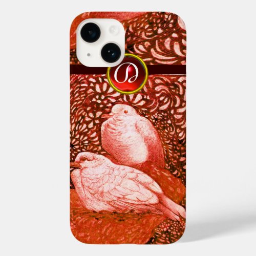 WHITE DOVES IN RED MONOGRAM Case_Mate iPhone 14 CASE