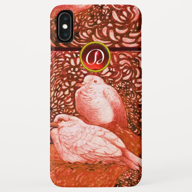 WHITE DOVES IN RED MONOGRAM Case-Mate iPhone CASE (Back)