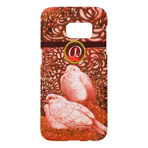 WHITE DOVES IN RED MONOGRAM SAMSUNG GALAXY S7 CASE