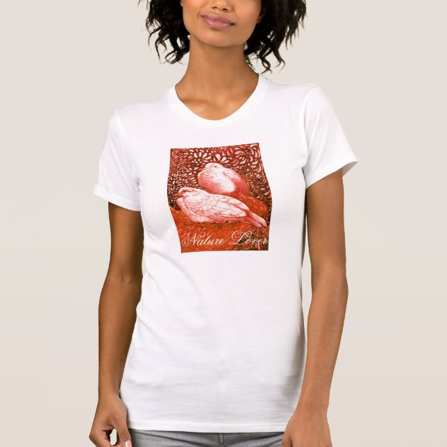 WHITE DOVES IN RED  / NATURE LOVER HEART T-Shirt (Front)