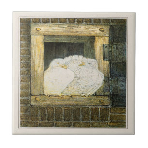 White Doves in Window Dutch Victorian Art Ceramic Tile