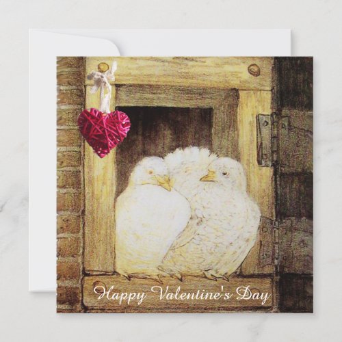 WHITE DOVES IN WINDOW VALENTINE DAY MONOGRAMBrown Holiday Card