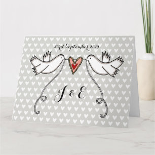 White Doves Love Heart Wedding Greetings Card
