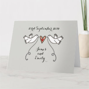 White Doves Love Heart Wedding Greetings Card