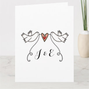White Doves Love Heart Wedding Greetings Card