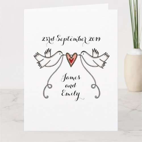 White Doves Love Heart Wedding Greetings Card