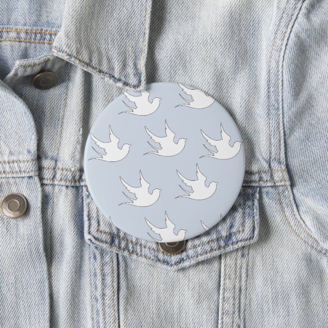 white doves on blue button (In Situ)