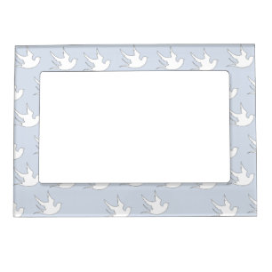 white doves on blue magnetic frame